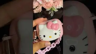 Hello kitty AirPod case with chain sling🎀🎧🧸 #cute #amazon #hellokitty #airpods #airpodcase #asmr