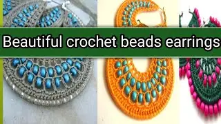 Crochet hoop earrings | crochet hoop earrings with beads | crochet hoop earrings tutorial