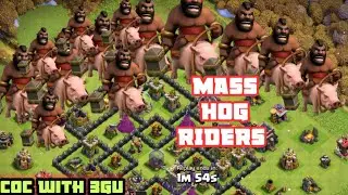 Mass Hog Attack Th9 || Army Camps + CC With Hogs|| COC WITH 3GU ||