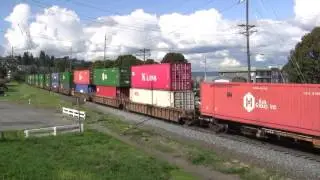 UP 8852 Leads A Stack Train @ Old Town Tacoma, WA w Canon HF11
