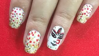 Navratri Nail art 2017 /Durga Puja Special Nail art/ Indian festival nail art/ Navratri look