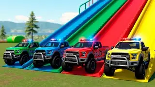COLOR POLICE SLIDE CHALLENGE! 🚓🌈 | FS22 Rainbow Truck Test