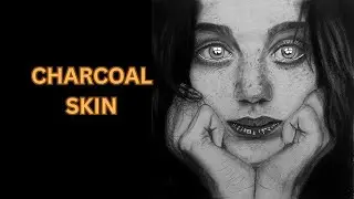 Drawing REALISTIC SKIN TEXTURE & FRECKLES | Charcoal Tutorial