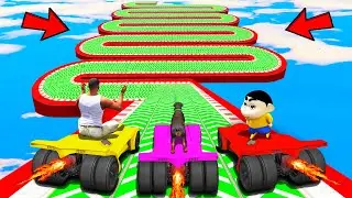 SHINCHAN AND FRANKLIN TRIED THE IMPOSSIBLE CURVY SPEED BOOSTER ROAD RAMP PARKOUR CHALLENGE GTA 5