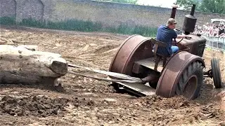 Oldtimer Motoren am Limit beim Baumstamm ziehen- XXL Treckertreffen in Goch-Asperden 28.05.2023