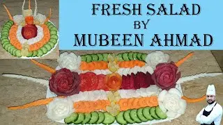 Garnished Fresh Green Salad Recipes Easy | Fresh Salad Decoration By Mubeen Ahmad