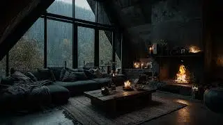 Peaceful Forest Rain Cabin 🌧 Soft Night Rain with Warm Fireplace and Calm Sleep Ambience