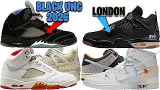 AIR JORDAN 5 BLACK UNIVERSITY BLUE 2026, JORDAN 4 LONDON, VIRGIL ABLOH JORDAN 1, AJ 5 SUNSET + MORE