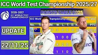 ICC World Test Championship 2025-2027 Points Table AUS vs ENG Update 22/11/25