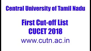 1st Cutoff List of Central University of Tamil Nadu | CUCET 2018 | CUCET Results