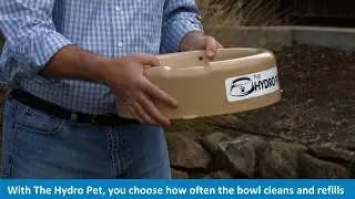 The Hydro Pet automatic outdoor water bowl for pets. This version is for the Hearing Impaired