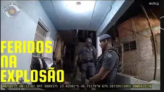 Bombeiros e guarni&ccedil;&atilde;o de Policiamento  feridos em explos&atilde;o de botijao de g&aacute;s