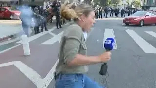 Officer fires rubber bullet at Australian reporter covering LA protests | Raw video