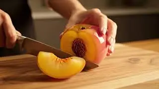 Slicing Serenity: Glass Amber Peach ASMR 🍑✨