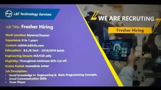 L&T Recruitment 2021 | L&T Fresher's Hiring | L&T Jobs For Fresher's | Job's For Fresher's | Job's