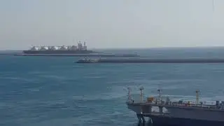 An LNG Vessel entering Ras Laffan Harbour.