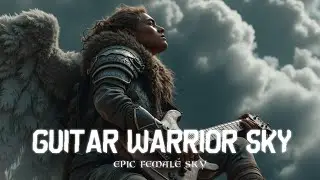 Warrior woman with guitar epic fantasy stage art metal queen mythical rock power