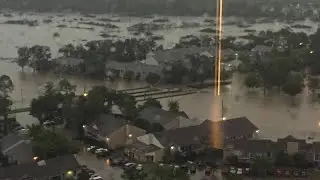 Streets underwater due to severe flooding in Houston