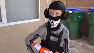 Nerf Battle Black Ops Edition! Cole Attacks Ethan with a Nerf Modulus Blaster!