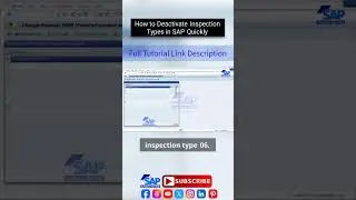 How to Deactivate Inspection Types in SAP | SAP QM Sales and Distribution | SAP Tutorial For Free