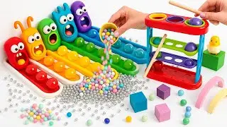 Marble Run Race ASMR Pop Tubes, Hammer Knock Ball | Sprunki Moment | Sprunki Plush Toy VS ASMR Beads