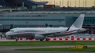 Global Jet Aruba A320 P4-HSJ Taxis into Heathrow Airport 