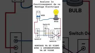 MONTAGE VA ET VIENT AVEC 4 INTERRUPTEURS VA ET VIENT