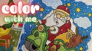 color with me: cozy christmas full glitter page | chenrui markers asmr | 