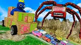 Big & Small McQueen & Police Car vs Zombie Mack, Giant Lava Pit & Hammer Downhill Race &ndash;BeamNG.drive