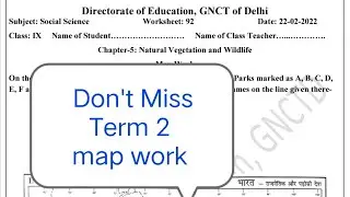sst worksheet 92 class 9 ll map work  ll social science worksheet 92 class 9 ll class 9 sst 92 work