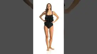 Ceeb Solid Ruffle One Piece Swimsuit | SwimOutlet.com
