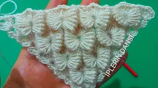 &Ccedil;EYİZLİK KELEBEKLİ &Uuml;&Ccedil;GEN ŞAL YAPIMI ✔️ HOW TO MAKE A BUTTERFLY TRIANGLE SHAWL✔️
