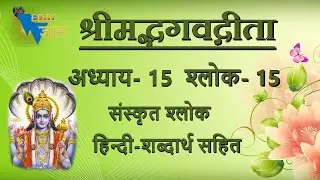 Shloka 15.15 of Bhagavad Gita with Hindi word meanings