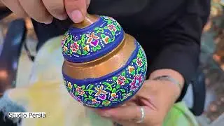 Copper Canvas: Hand-Painted Floral Process in Persian Style