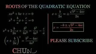 Roots of Quadratic eqns Derivation Made Easy #youtubeshorts #ytshorts #mathematics #chunduriacademy