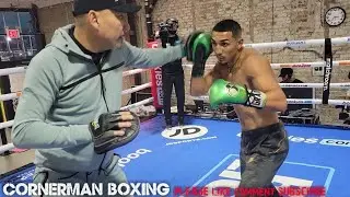TEOFIMO LOPEZ JR PAD WORK WITH HIS FATHER/TRAINER TEOFIMO LOPEZ SR AHEAD OF KAMBOSOS FIGHT
