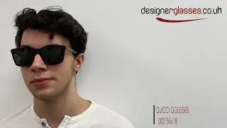GUCCI GG 0558S GG0558S Sunglasses on a 360 turntable and model.