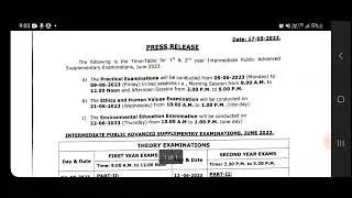 TS INTERMEDIATE 2023 SUPPLEMENTARY EXAM TIMETABLE RELEASED INTER SUPPLY EXAMS TIMETABLE #TSINTER2023