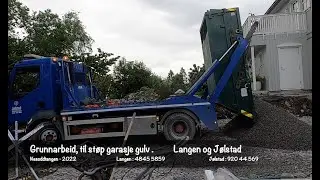 Grunnarbeid for garasje p&aring; Nesoddtangen. Langen p&aring; betong , J&oslash;lstad utf&oslash;rer grunnarbeidene .