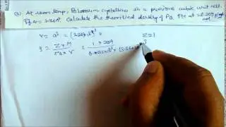 Problems of unit cells Solid state Solved Numericals