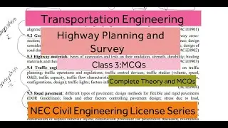 Transportation- Chapter 1class 3 ||HIGHWAY PLANNING AND SURVEY||NEC CIVIL ENGINEERING LICENSE SERIES