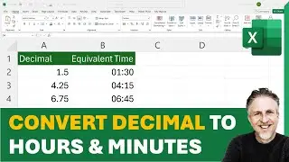 Преобразование десятичных чисел во время в Excel | Преобразование чисел во время (часы и минуты)