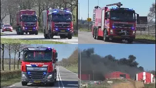 Veel Brandweer (Peloton) met spoed naar Zeer Grote Industriebrand Van Den Noort Recycling in Dongen