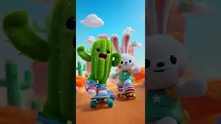 Cactus and bunny skating #cartoon