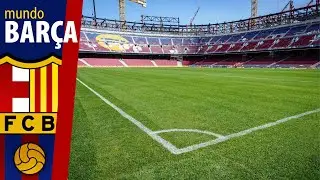 ¡Así será el NUEVO CÉSPED del Camp Nou!: líneas pintadas y obra casi lista | Time-lapse