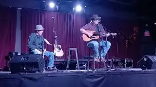 Joe Goynes at Buck's Backyard Open-mic Jan 14 2026.            With Steve Wilson on cajon. 