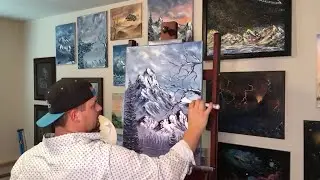 LIVE Landscape Oil Painting. Bob Ross Winter Landscape BY PaintWithJosh JOSH KIRKHAM