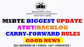 MSBTE Carry Forward Rules | MSBTE ATKT/Backlog Update | MSBTE SUMMER EXAM 2020 Update in Hindi.