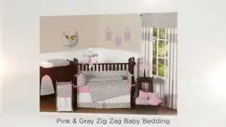Pink and Gray Zig Zag Baby Bedding Set