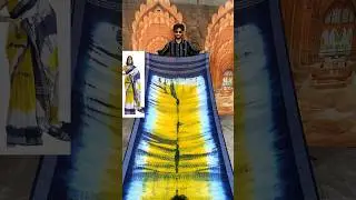 A very pretty pure bandhani silk blue with mustard yellow #pretty #expriment #blousedesigns